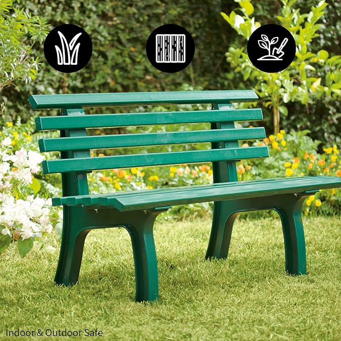 Plow & Hearth Weatherproof German PVC Outdoor Bench | Holds Up to 500 lbs | - Image 3