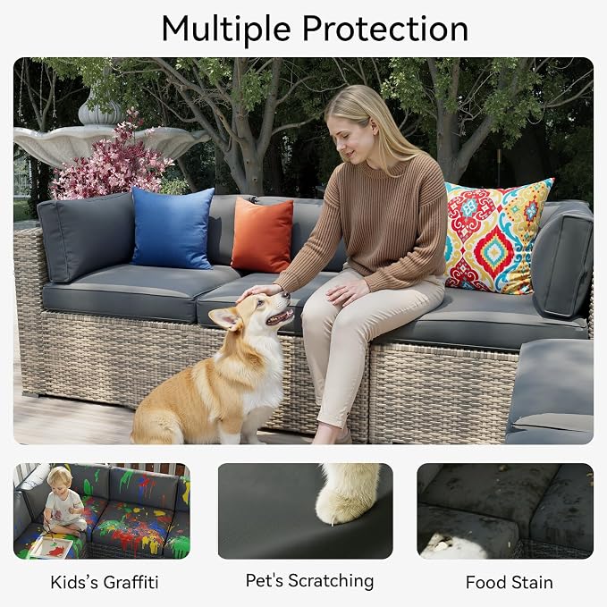 Aoxun 14pcs Patio Cushion Covers Replacement, Waterproof Outdoor Furniture - Image 4