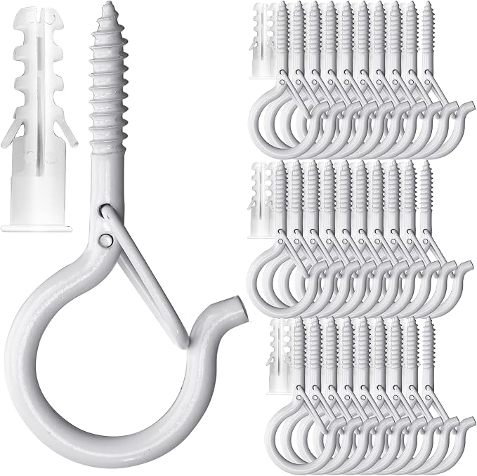 PlusRoc 30 Pack Ceiling Hooks for Hanging Plants Outdoor String Lights Heavy by PlusRoc