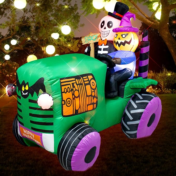 5.5Ft Long Halloween Inflatable Ghost Tractor Decoration - Image 2