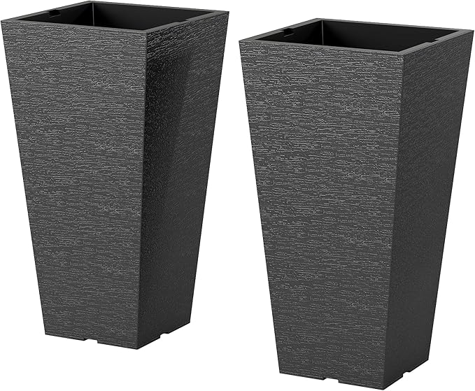Outsunny 23 Inch Tall Planters for Outdoor Plants, Weather and UV Resistant by Outsunny