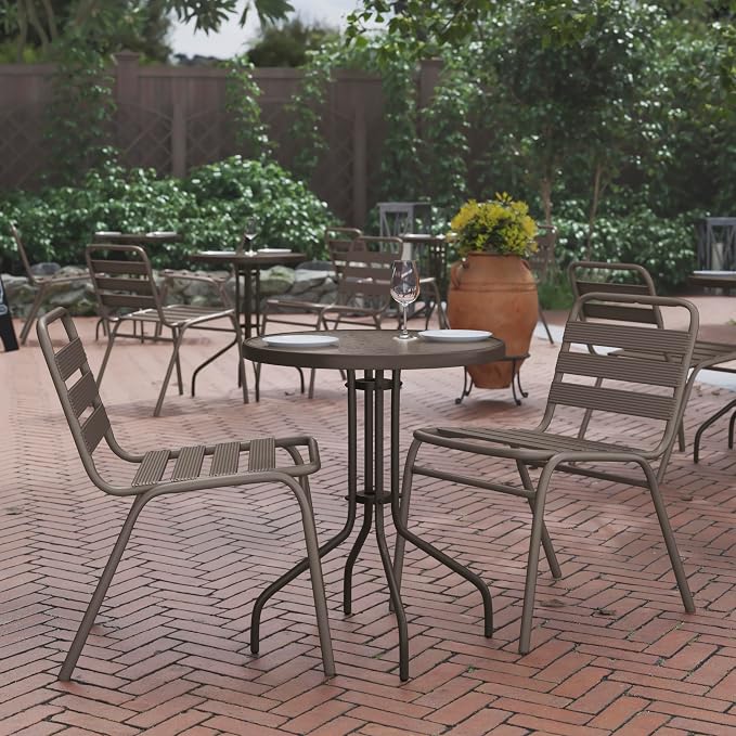 Flash Furniture Bellamy 23.75'' Round Tempered Glass Metal Table - Image 2