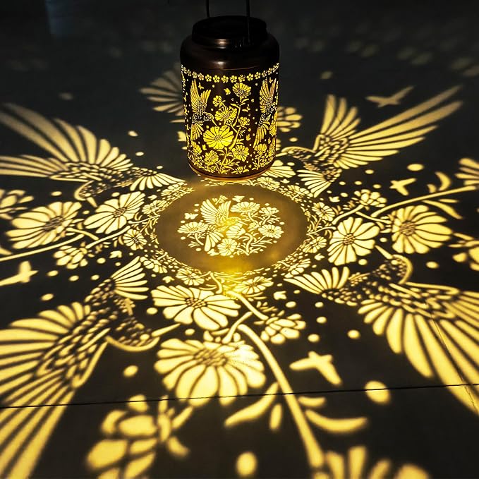 Solar Lanterns Outdoor Waterproof, Hummingbird & Gesang Flower Lights, Metal - Image 7