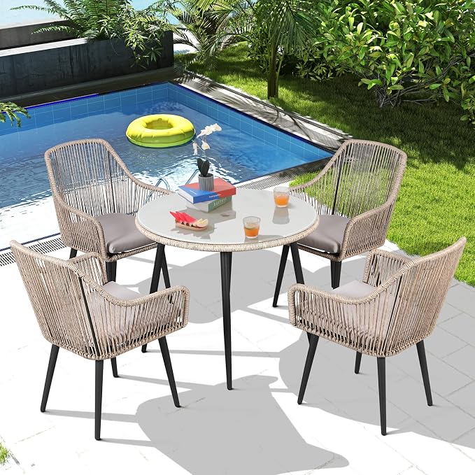 Patiorama 5-Piece Patio Dining Set, Outdoor Dining Table Chair Set, All-Weather by Patiorama