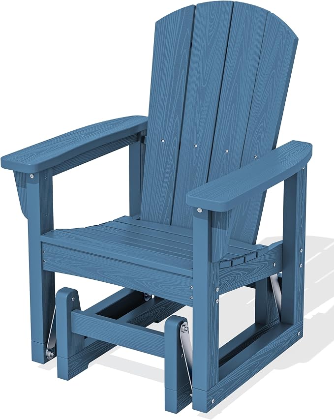 SERWALL Outdoor Glider Chair, HDPE Patio Glider Rocker All-Weather Porch Glider by SERWALL