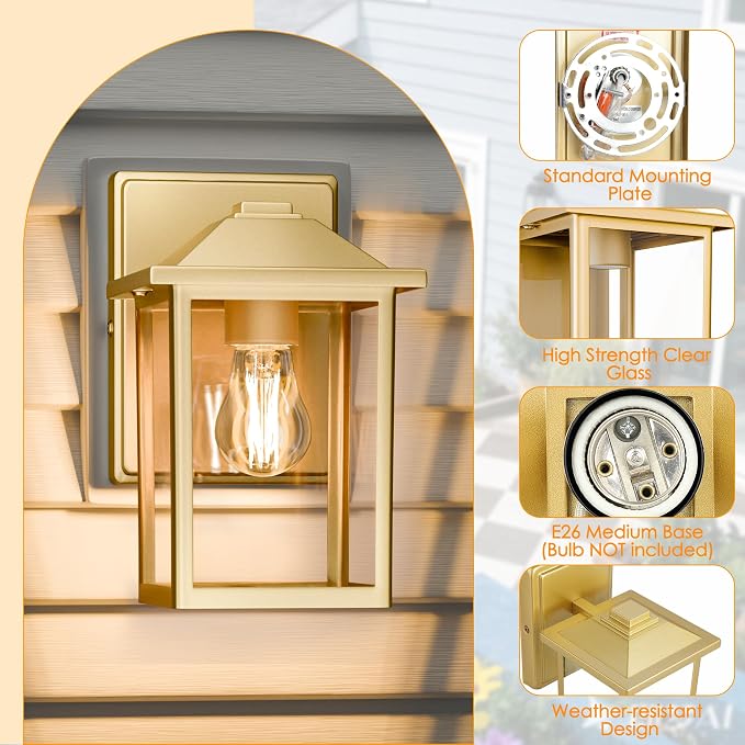 Outdoor Wall Lantern, Exterior Waterproof Wall Sconce Light Fixture, Anti-Rust - Image 5