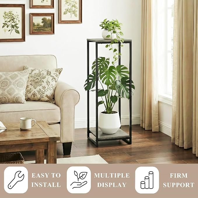 34" Tall Plant Stand Indoor, 2-Tier Modern Plant Shelf, Corner Flower Pot - Image 3