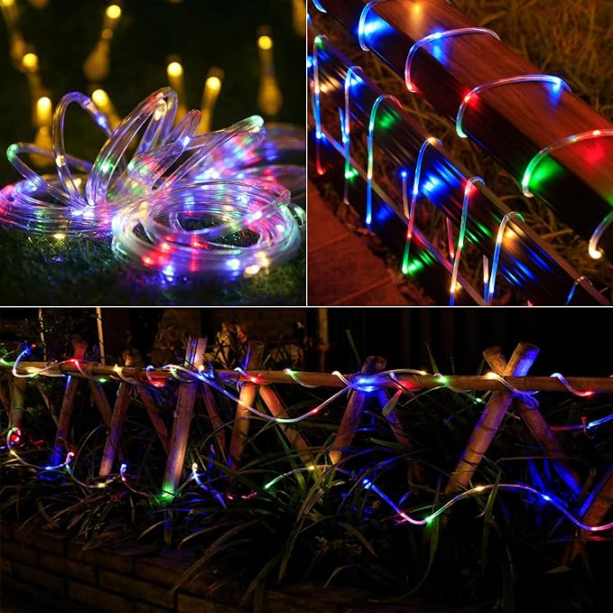 Solar Rope Lights Outdoor Waterproof, 33FT 100LED Outdoor String Lights Clear - Image 2