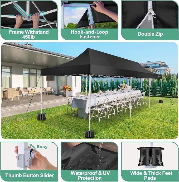 COBIZI 10x30 Canopy Tent, Heavy Duty Pop up Canopy - Image 3