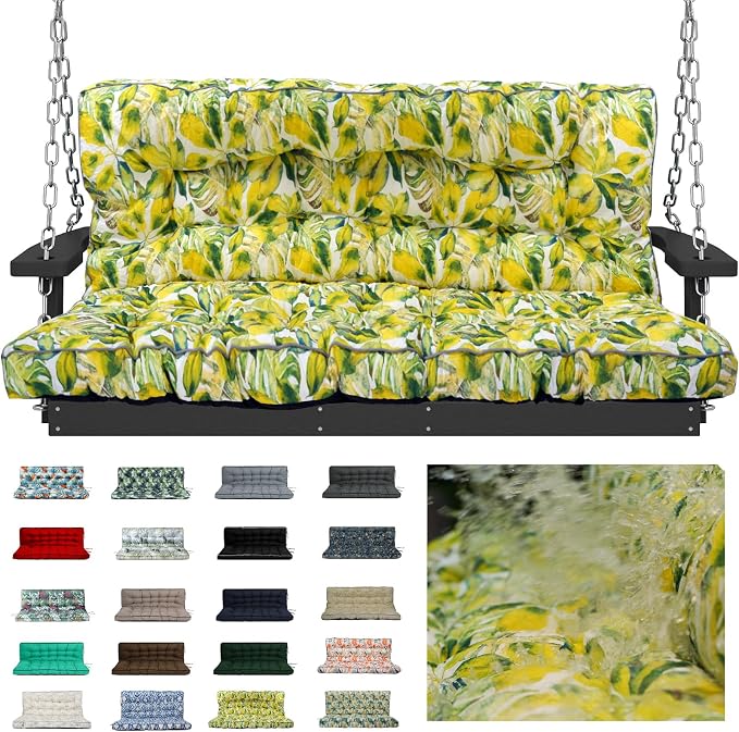 Waterproof Porch Swing Cushion Replacement, 2–3 Seat Swing Seat Cushion by RUFXIEZW