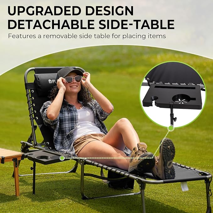 FUNDANGO Chaise Lounge Chair Outdoor, 5-Position Folding Tanning Chair - Image 4