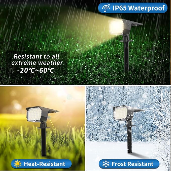 Solar Spot Lights Outdoor Waterproof IP65, 2 Pack Landscape Spotlights - Image 4