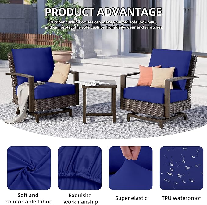 8Pcs Outdoor Cushion Covers, Patio Cushion Covers, Stretch Elastic Slipcovers - Image 3