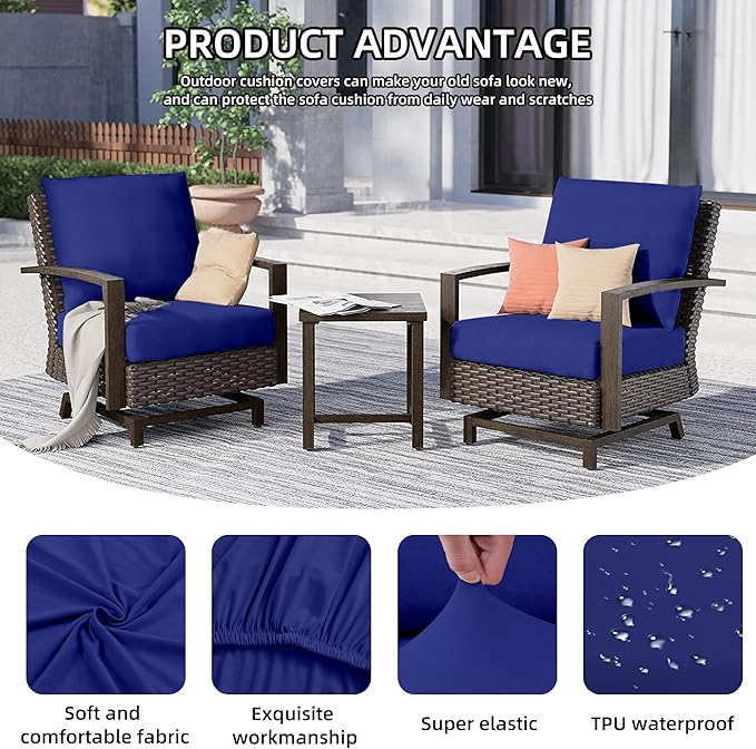 14Pcs Outdoor Cushion Covers, Patio Cushion Covers, Stretch Elastic Slipcovers - Image 3