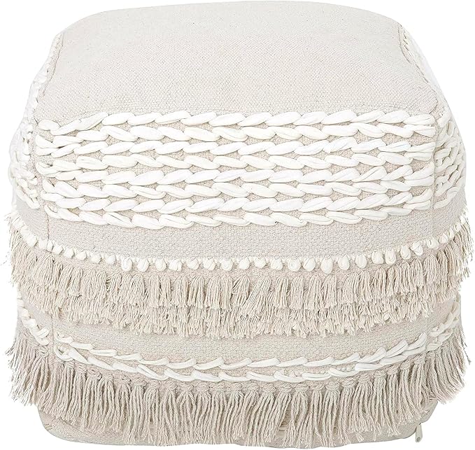 REDEARTH · UNSTUFFED Pouf Ottoman Cover Boho Textured Storage Cube Poof - Image 8