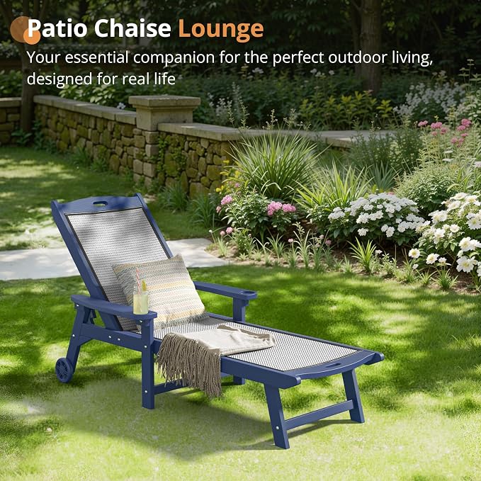 LUE BONA Chaise Lounge Chair Outdoor, HDPS and HDPE Wicker Material, Patio - Image 5
