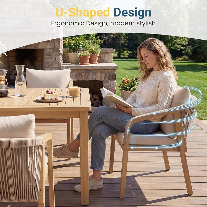 Wisteria Lane Acacia Patio Dining Chairs Set of 2, Outdoor Wood Chairs - Image 6