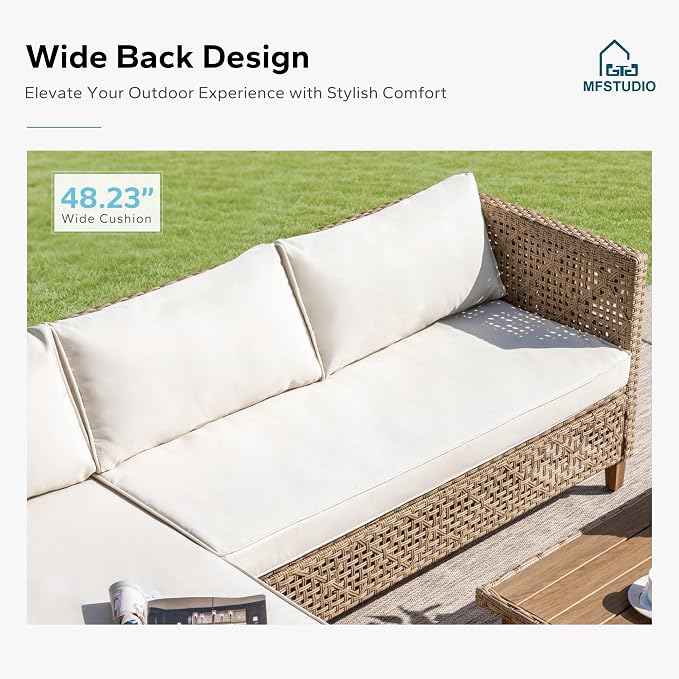 MFSTUDIO L Shaped Outdoor Couch Set, Wicker Patio Furniture Set, Rattan Outdoor - Image 2