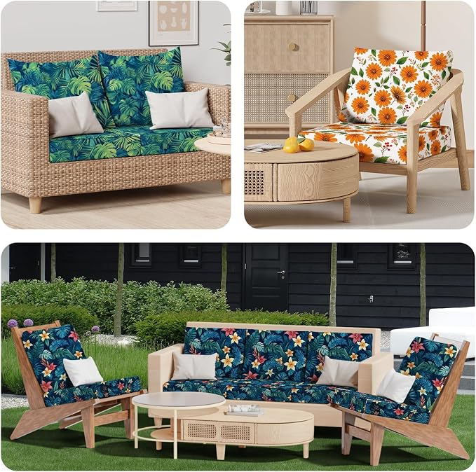 8Pcs Square Small Stretch Patio Cushion Covers, Couch & Sofa Replacement - Image 9