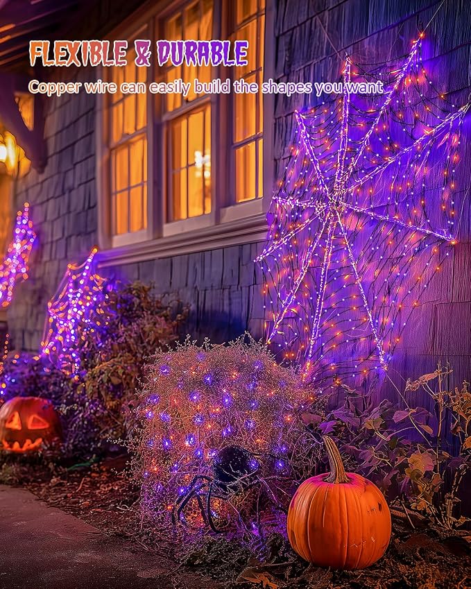 JMEXSUSS 2 Pack Solar Halloween Lights Outdoor Waterproof, Total 66FT 200 LED - Image 9