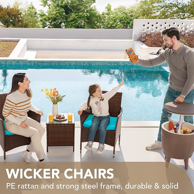 Devoko Patio Porch Furniture Sets 3 Pieces PE Rattan Wicker Chairs - Image 2