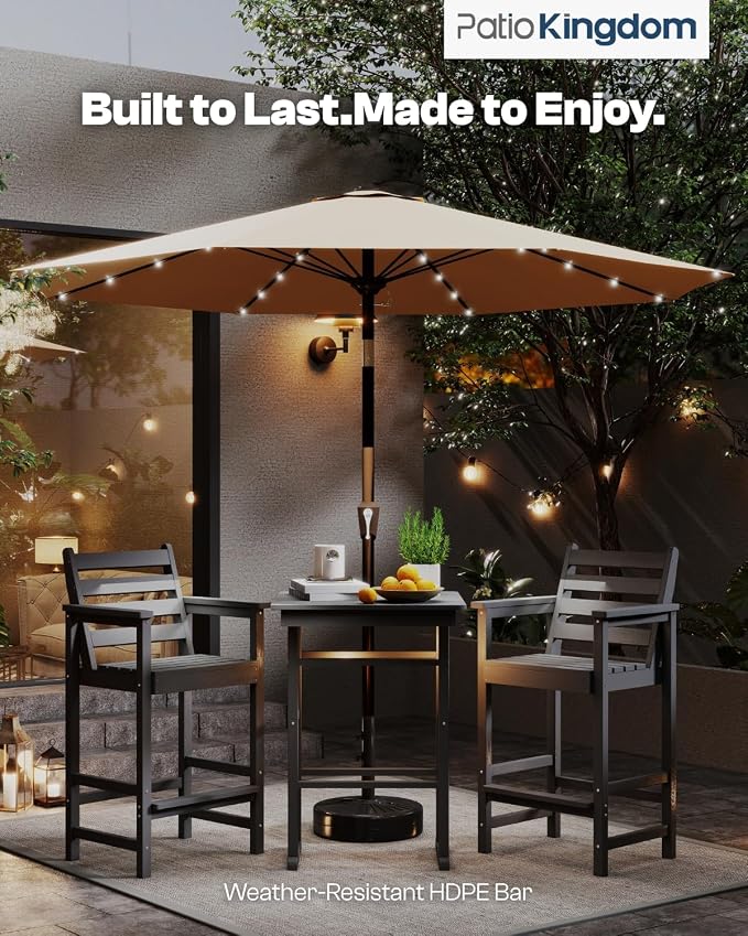 5-Piece Bar Height Adirondack Chairs and Table Set, Outdoor Patio Bar Set - Image 8
