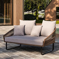 homary Rattan Patio Outdoor Daybed, Rattan Day Bed by Homary