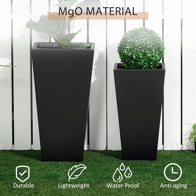 Outsunny 2-Pack Outdoor Planter Set, Flower Pots - Image 4
