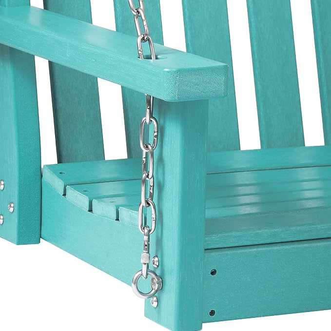 COSTAELM Paradise Outdoor Patio HDPE Hanging Front Porch Swing Bench - Image 7