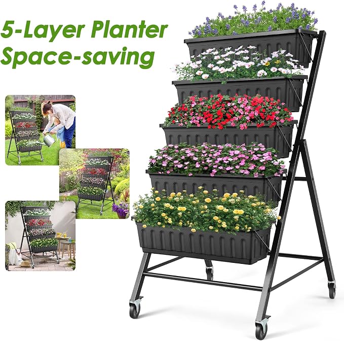 Suyncll Vertical Raised Garden Bed Planter Box, 5 Tiers Vertical Garden Planter - Image 7