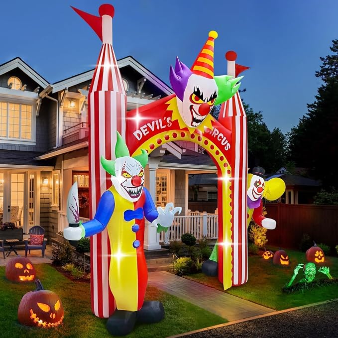 Kalolary 12 FT Halloween Inflatables Clown Archway Outdoor Decorations - Image 2
