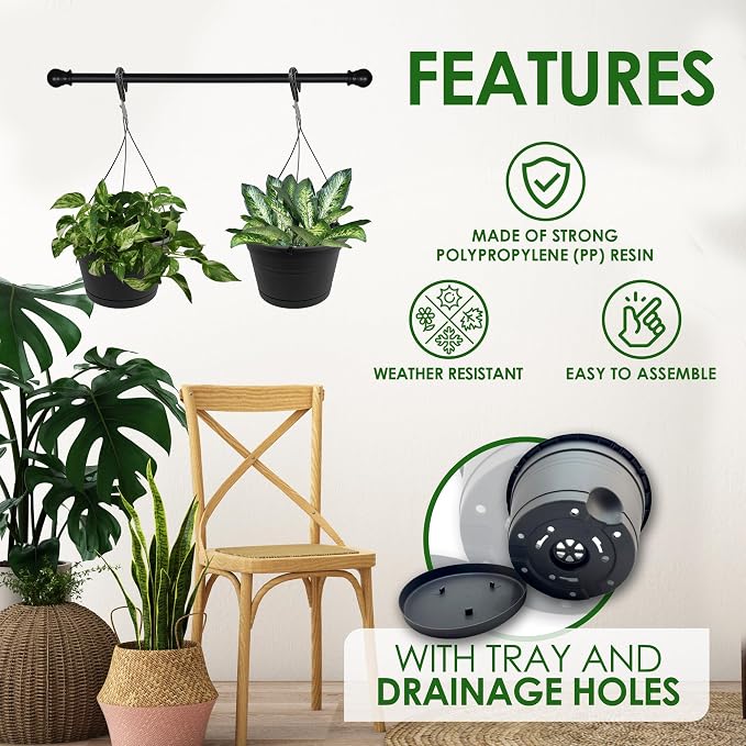10in Euro Hanging Planters for Indoor Plants 2 Pieces 10inch Hanging Planter - Image 3