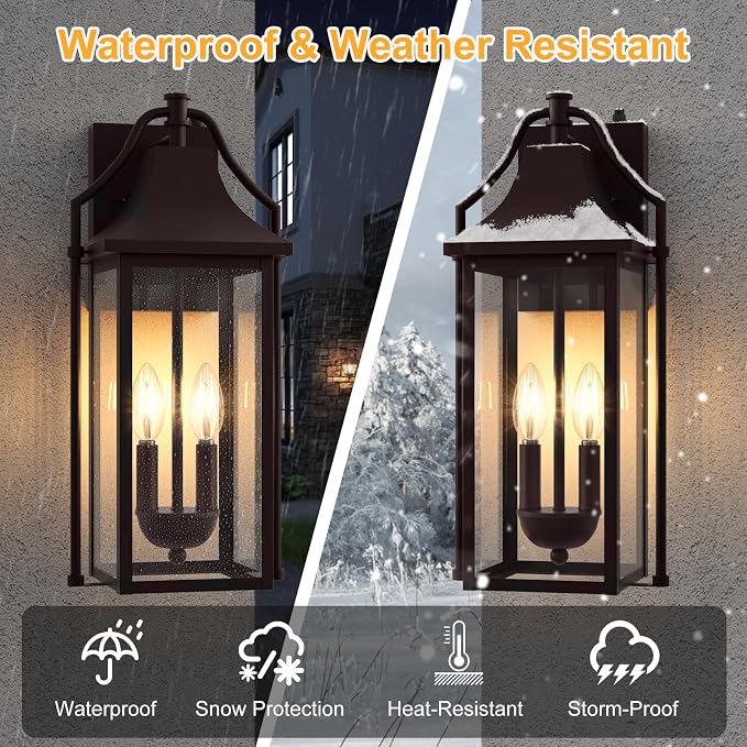  Outdoor Wall Sconce Fixtures, Dusk to Dawn Patio Lights Waterproof - Image 7