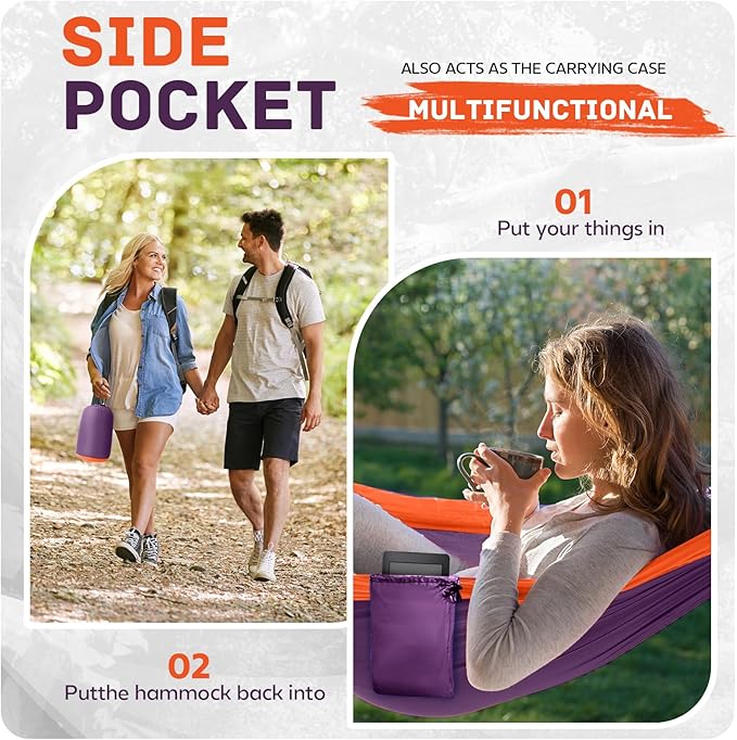 Camping Hammock Lightweight, Portable Hammocks Parachute Hammock - Image 5