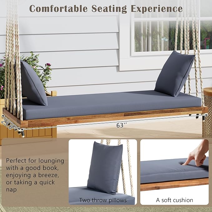 SOFTSEA Patio Swing Bench for 2-Person, Patio Hanging Chair - Image 4