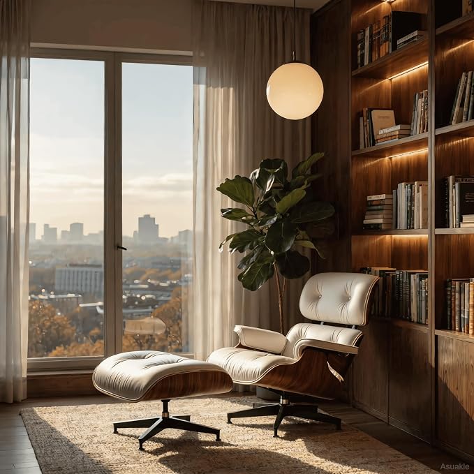 Top Grain Leather, Mid Century Chaise Lounge Chair and Ottoman, Modern Chair - Image 4