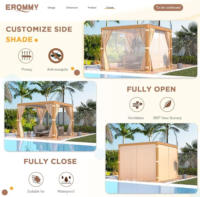 EROMMY Louvered Pergola 10' x 10' Outdoor Hard Top Gazebo - Image 6