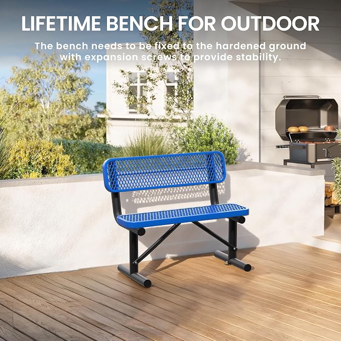 4 Feet Steel Park Bench for Outside, Outdoor Bench - Image 5