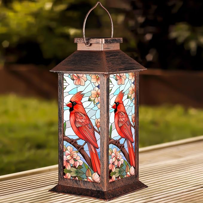 Solar Lantern Outdoor Waterproof Cardinal Garden Decor Birthday Gifts - Image 7
