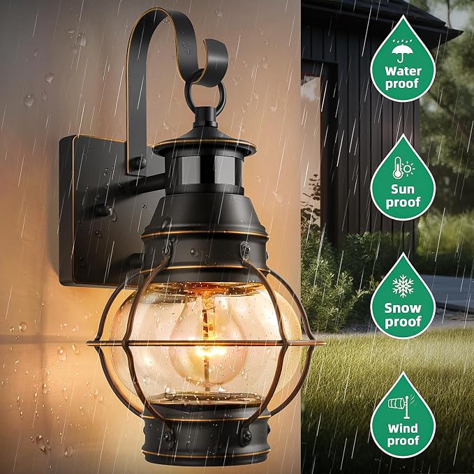 Lamomo Black Outdoor Light, Exterior Front Porch Lights - Image 6