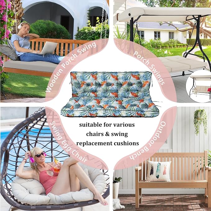 2-3 Seat Swing Replacement Cushion, Outdoor Bench Cushions - Image 7