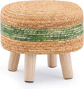 Handwoven Round Ottoman, Natural Water Hyacinth Outdoor Patio Pouf Seagrass Low by LGENHOOMHandwovenNaturalWaterHyacinthBasket