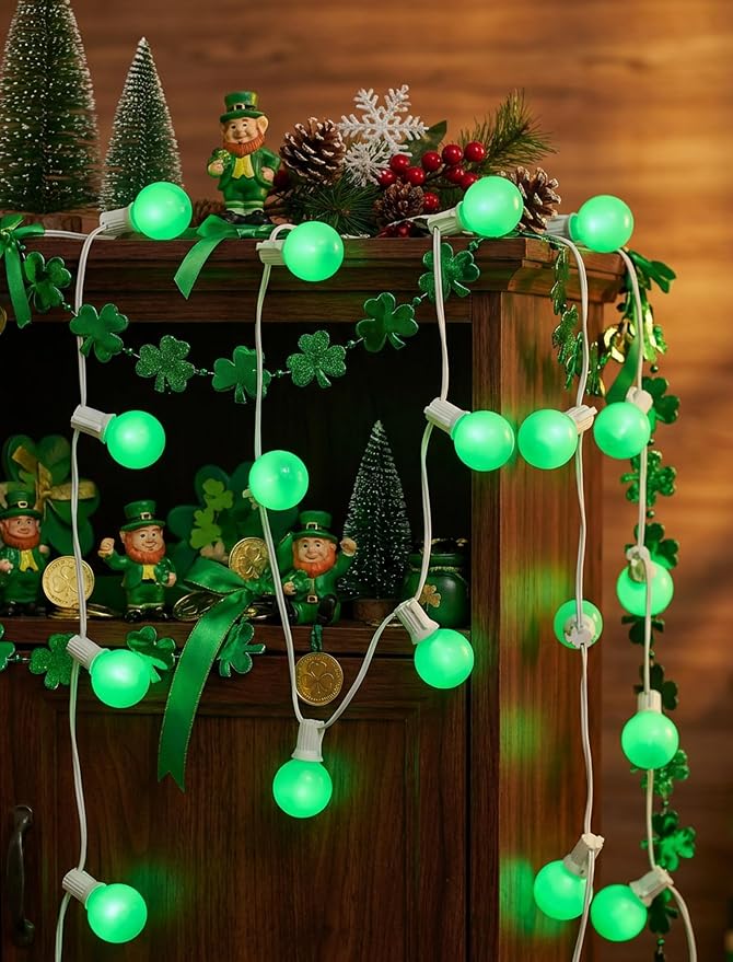 25FT G40 LED Outdoor St. Patrick's Day Green String Lights, St. Patrick's Day - Image 5