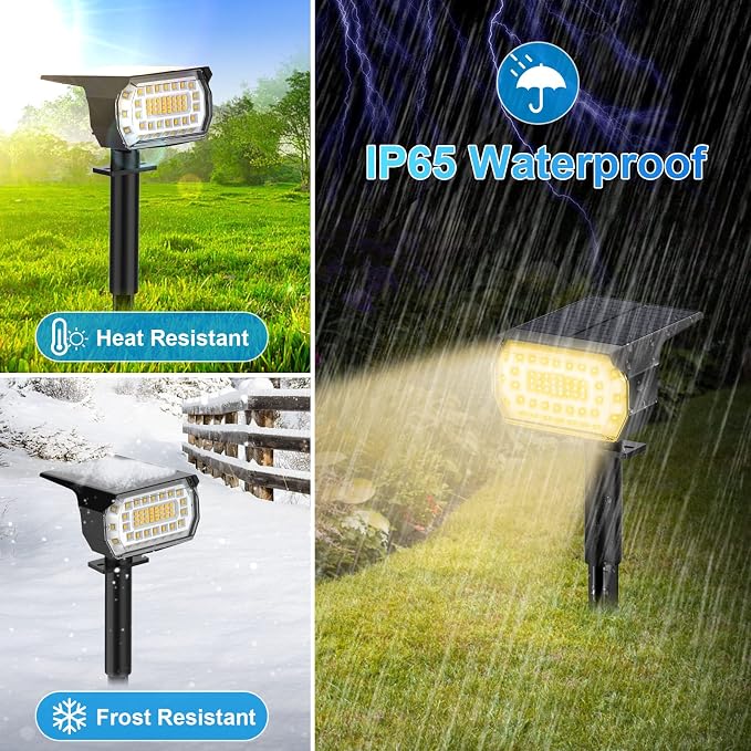 Solar Spot Lights Outdoor, Solar Lights Outdoor IP65 Waterproof, 3 Modes Solar - Image 6