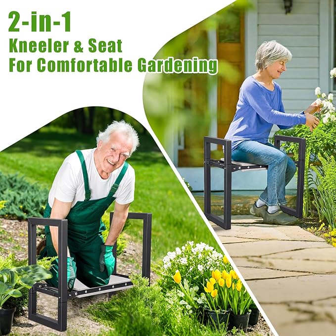 Garden Kneeler and Seat, 12.7" Wide Folding Heavy Duty Gardening Bench - Image 3