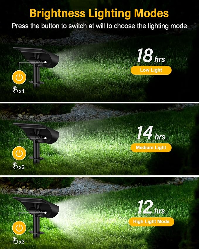 BAXIA TECHNOLOGY Solar Spot Lights Outdoor Waterproof, 3 Lighting Modes Solar - Image 3