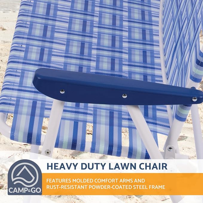 Camp & GO 16" Extended Height Folding Double Wide Web Lawn Chair Loveseat - Image 8