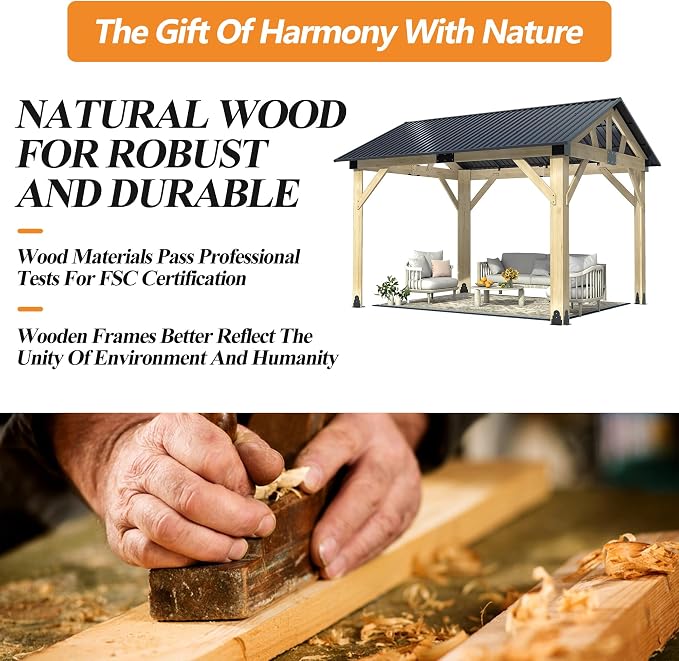 COVERONICS 10’x12’ Outdoor Wood Gazebo - Image 3
