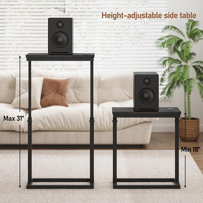 TUTOTAK End Table with Charging Station, Side Table, Tall Couch Table, Sofa - Image 2