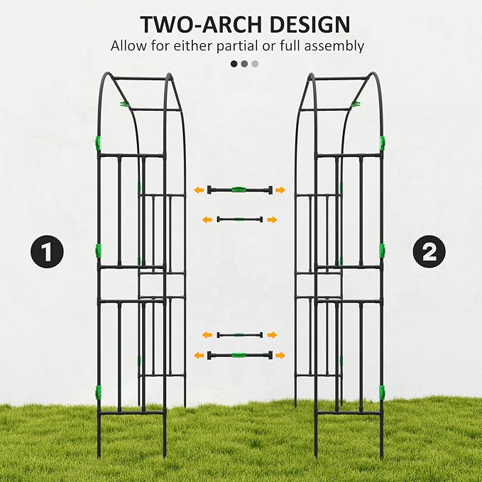 Outsunny Garden Arch Trellis, 8 FT Tall Metal Plant Trellis Support - Image 3